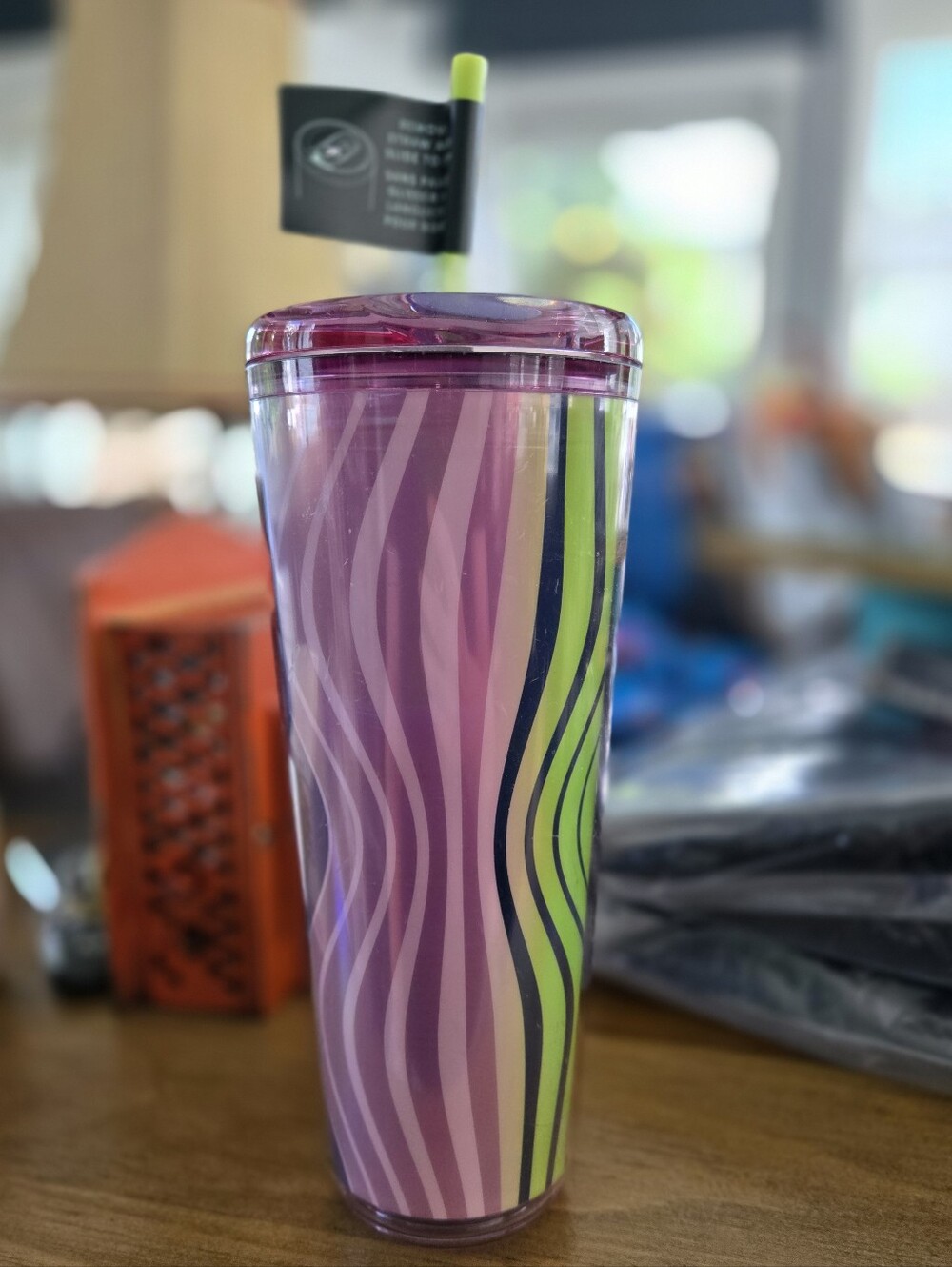 NWT 2024 Starbucks 24 OZ  Tumbler with Lid Sipper Straw Water Pink Purple Yellow